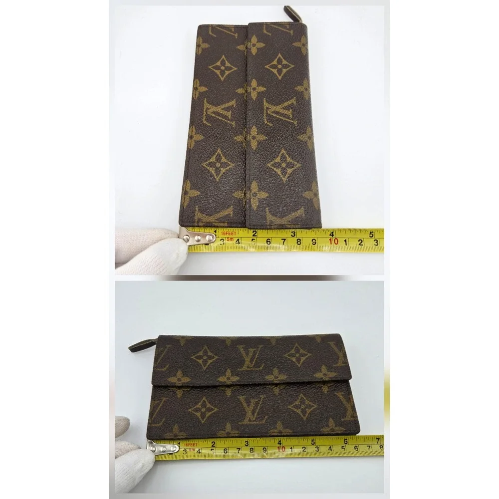 Louis Vuitton Vintage Monogram Pochette Twin Brown Canvas Clutch Wallet